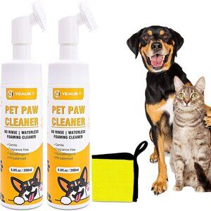 YEALIR Plant Based Foaming Paw Cleaner 2 Pack Silicone Scrubber, Towel 13.6 oz